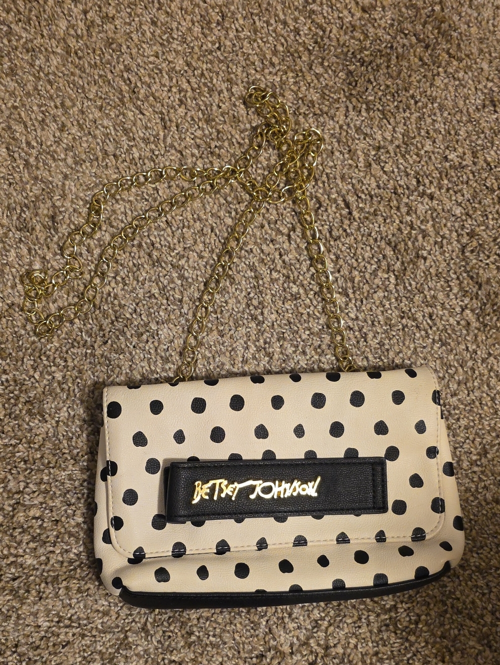 Betsey Johnson White Polka Dot Chain Shoulder Bag